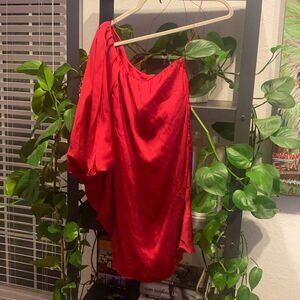 One Shoulder Red Dress - AQUA - Size 2